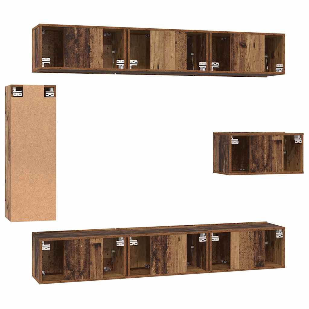 vidaXL Σετ επίπλου τηλεόρασης 8 pcs Παλαιό ξύλο 30.5 x 30 x 90 cm