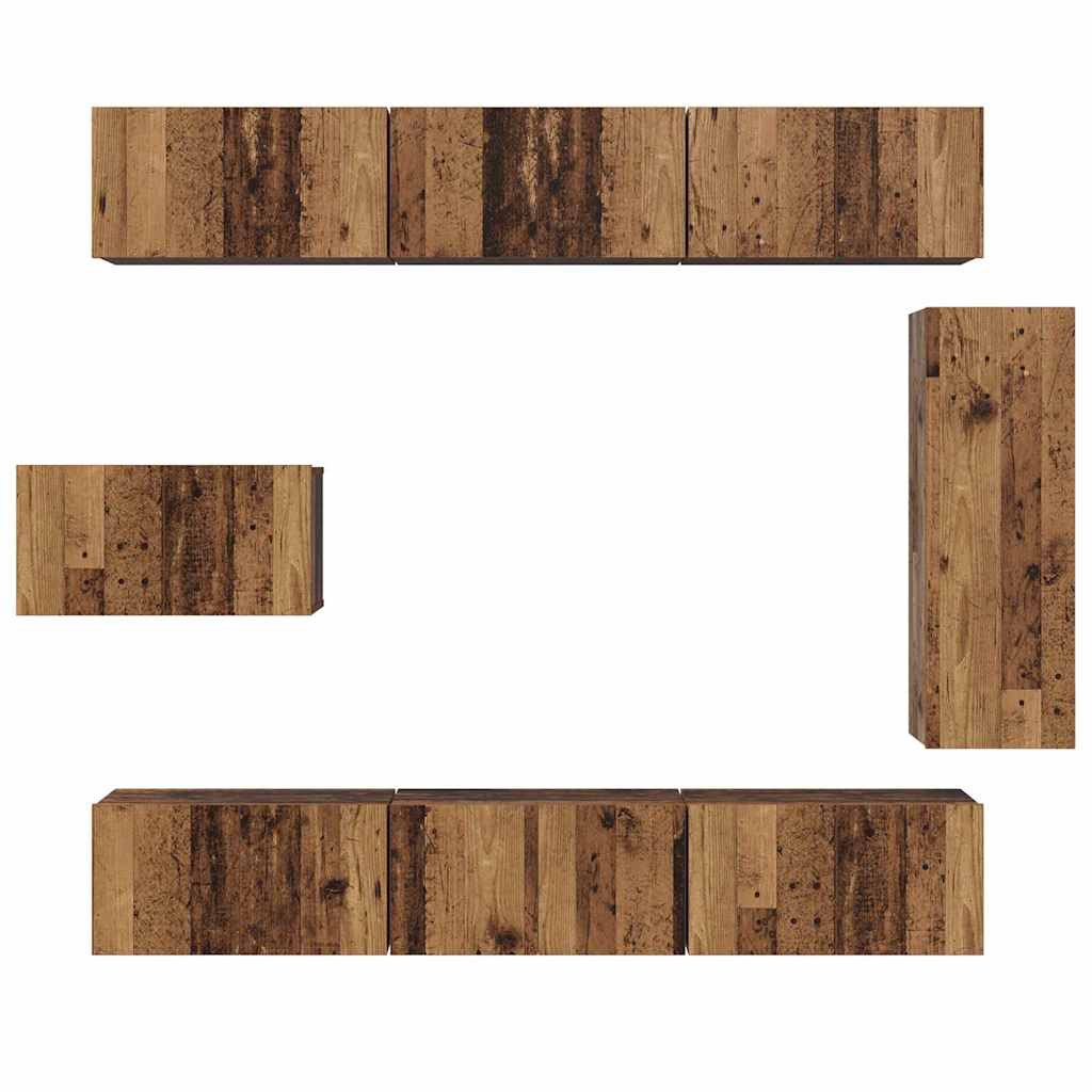vidaXL Σετ επίπλου τηλεόρασης 8 pcs Παλαιό ξύλο 30.5 x 30 x 90 cm