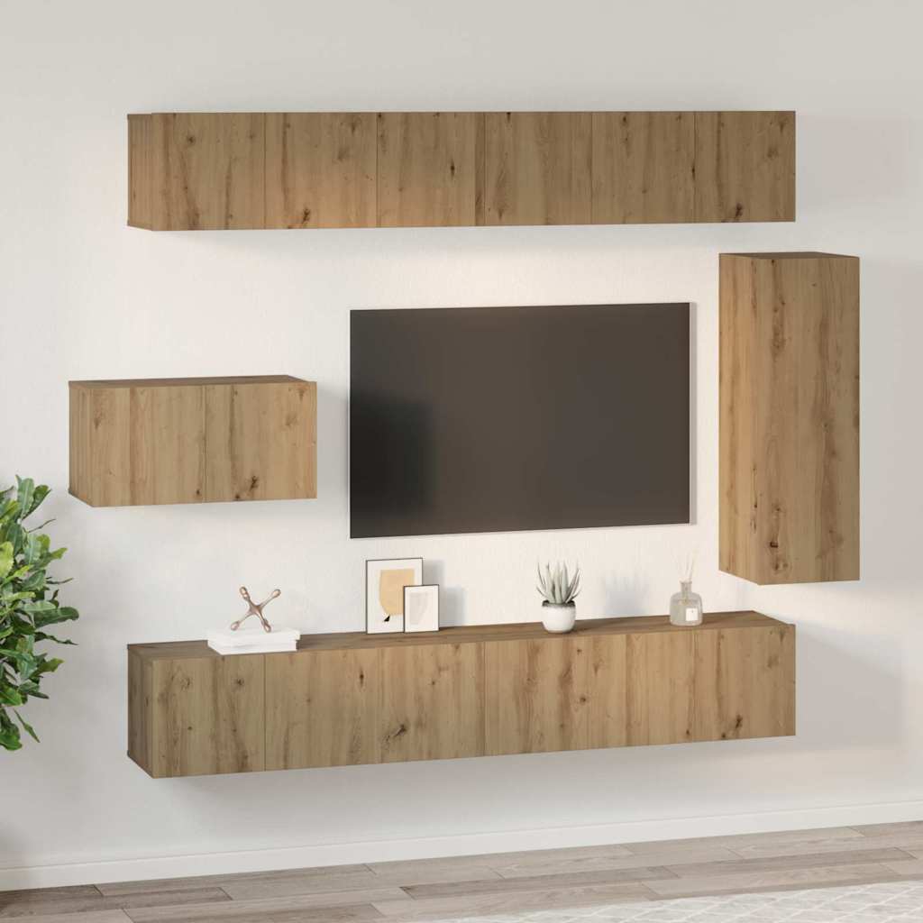 vidaXL Σετ επίπλου τηλεόρασης 8 pcs artisan δρυς 30.5 x 30 x 90 cm