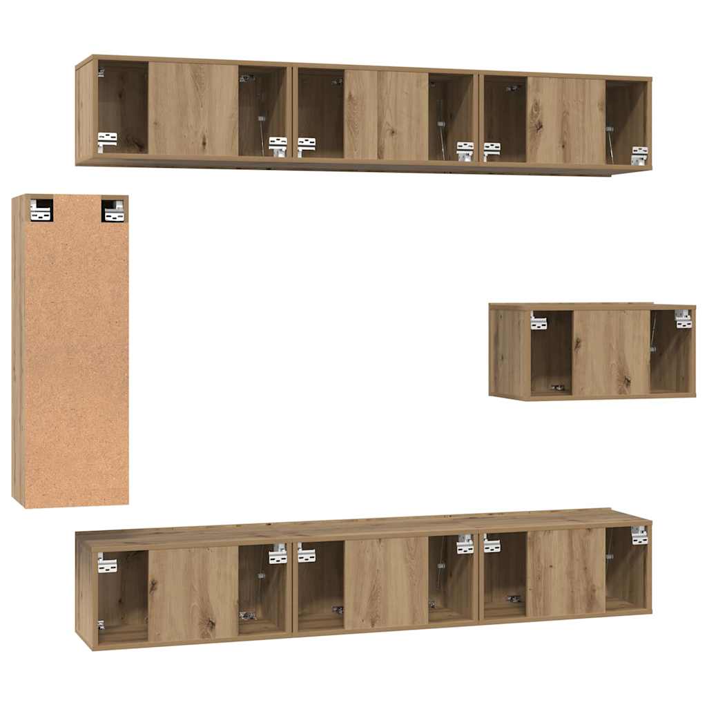 vidaXL Σετ επίπλου τηλεόρασης 8 pcs artisan δρυς 30.5 x 30 x 90 cm