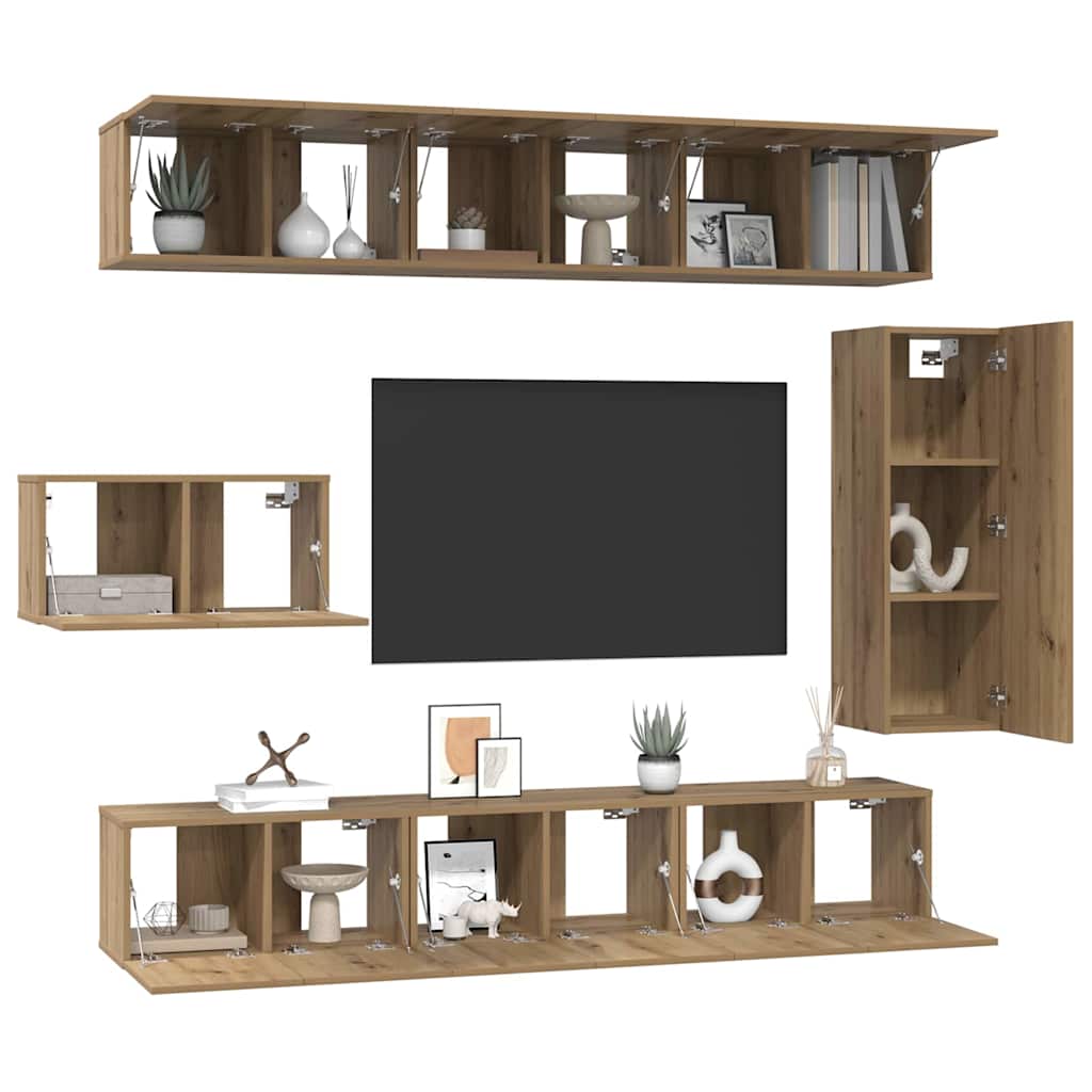 vidaXL Σετ επίπλου τηλεόρασης 8 pcs artisan δρυς 30.5 x 30 x 90 cm