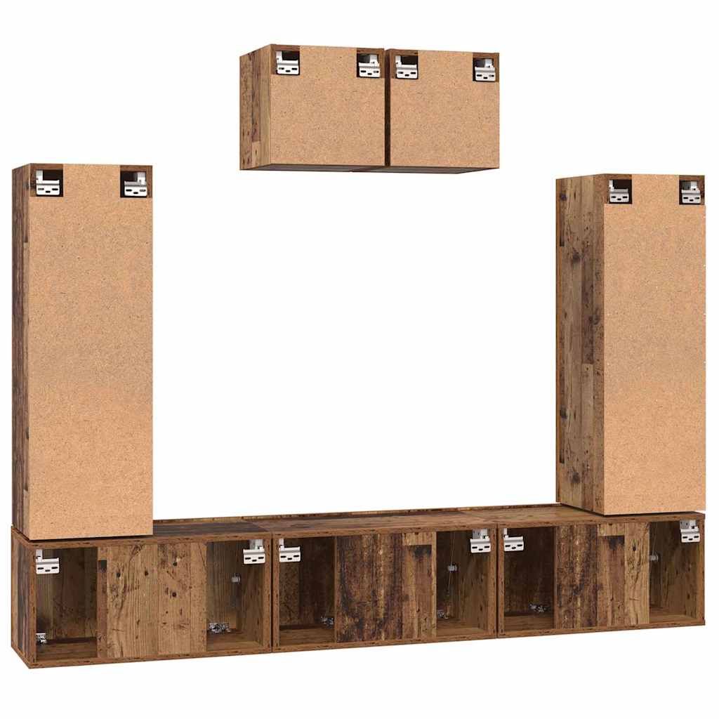 vidaXL Σετ επίπλου τηλεόρασης 7 pcs Παλαιό ξύλο 180 x 30 x 120 εκ