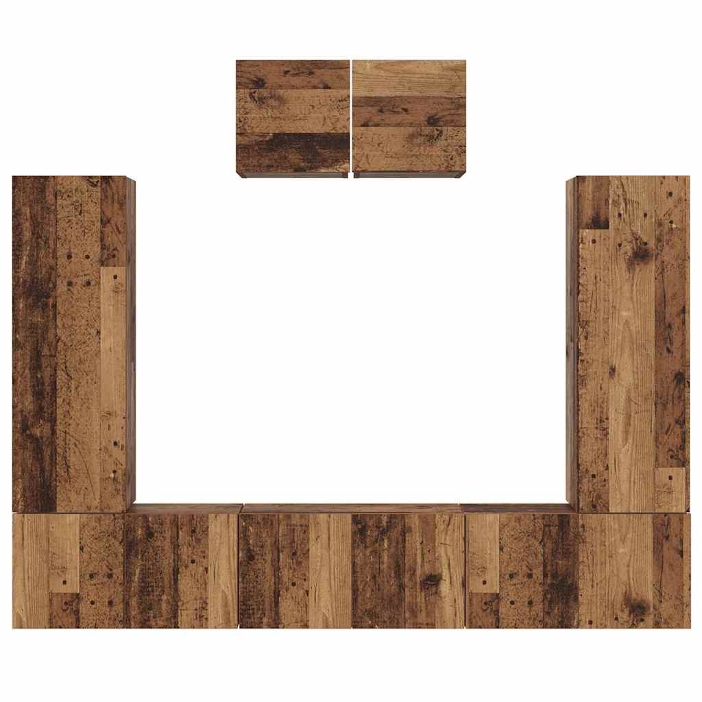 vidaXL Σετ επίπλου τηλεόρασης 7 pcs Παλαιό ξύλο 180 x 30 x 120 εκ