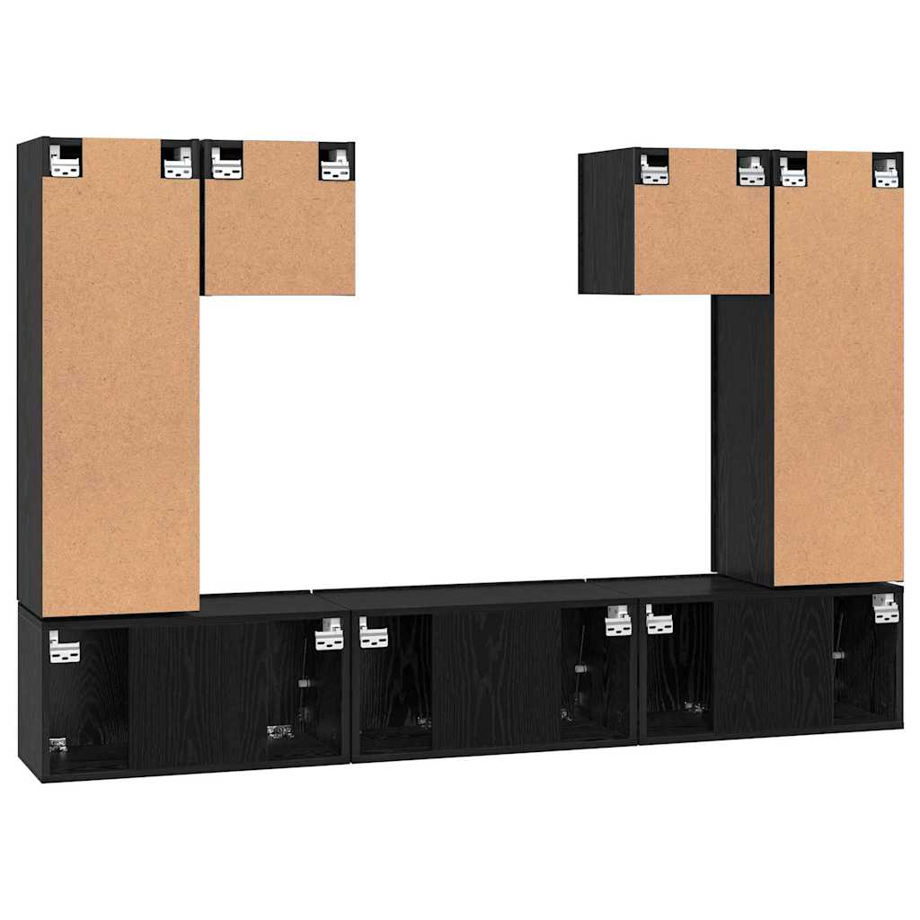 vidaXL Σετ επίπλου τηλεόρασης 7 pcs Μαύρη Οξυά Επεξεργασμένο ξύλο