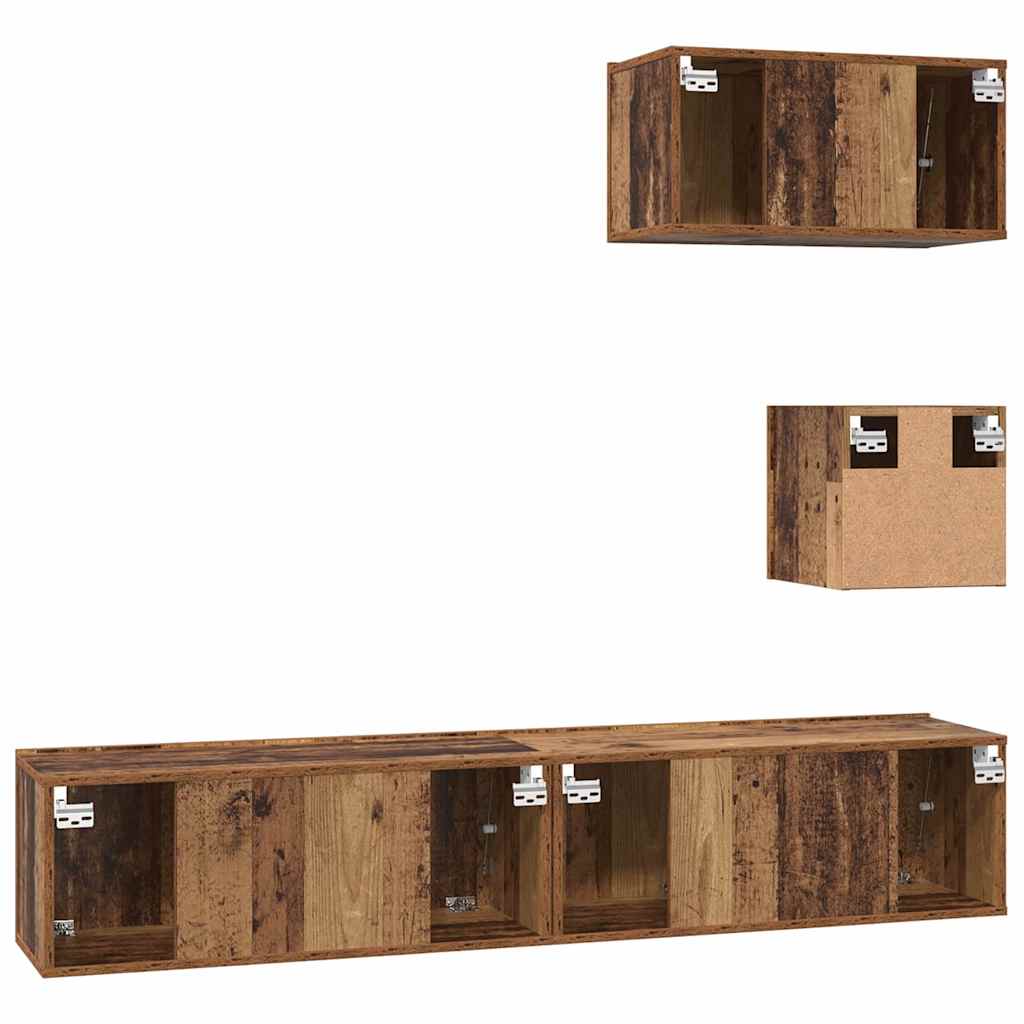 vidaXL Τηλεοπτική Κάβα Τοίχου 4 pcs Παλαιό ξύλο 80 x 30 x 30.5 εκ