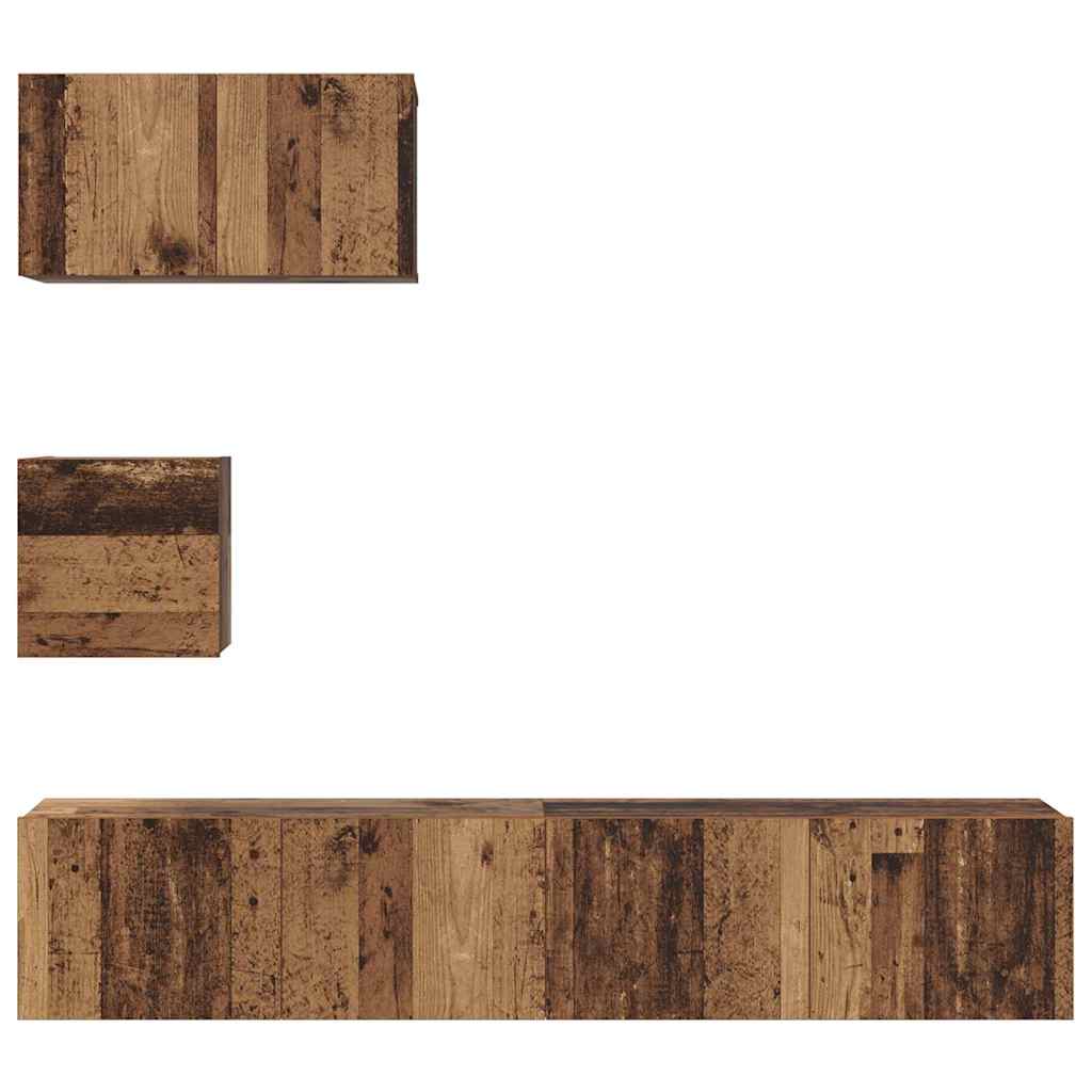 vidaXL Τηλεοπτική Κάβα Τοίχου 4 pcs Παλαιό ξύλο 80 x 30 x 30.5 εκ