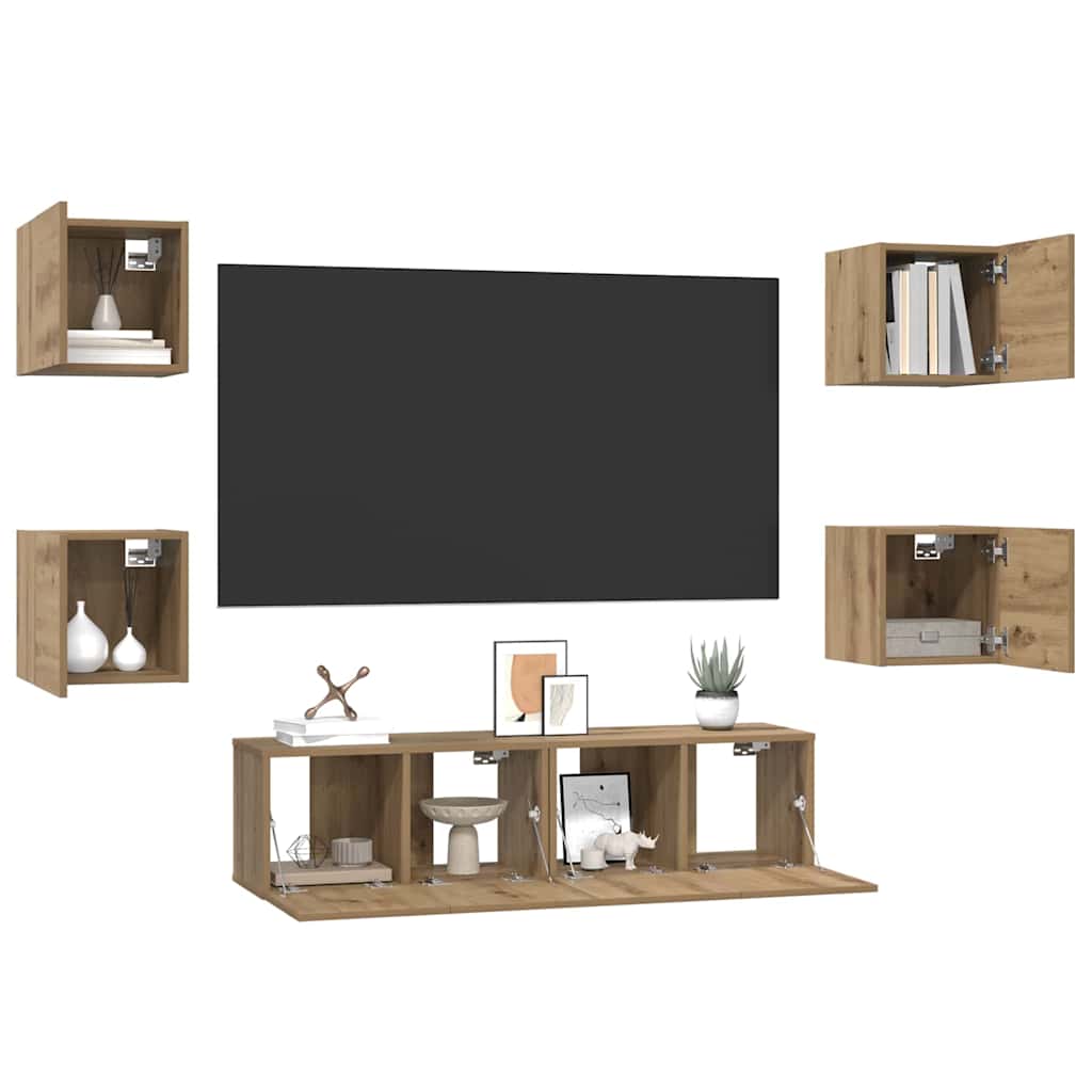 vidaXL Σετ επίπλου τηλεόρασης 6 pcs artisan δρυς 60 x 30 x 30 cm