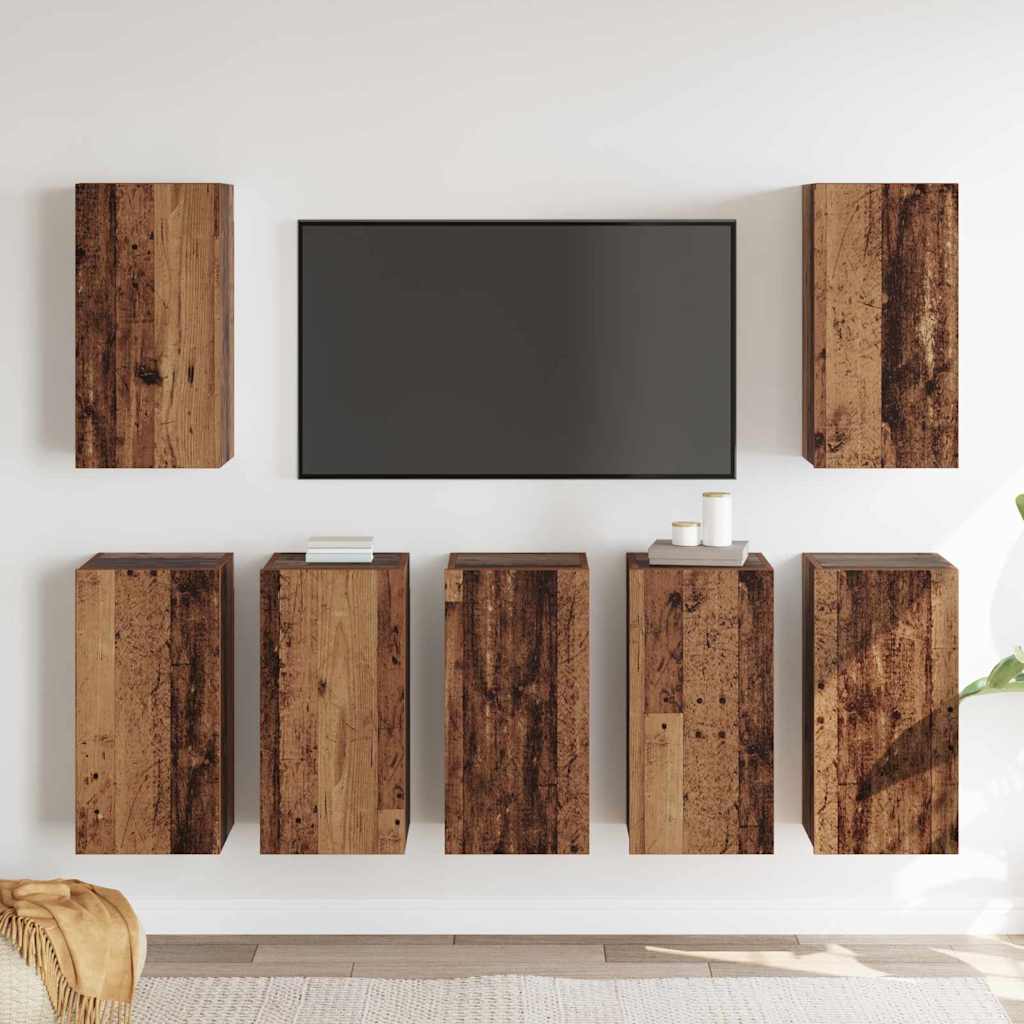 vidaXL Σετ επίπλου τηλεόρασης 7 pcs Παλαιό ξύλο 30.5 x 30 x 60 εκ.