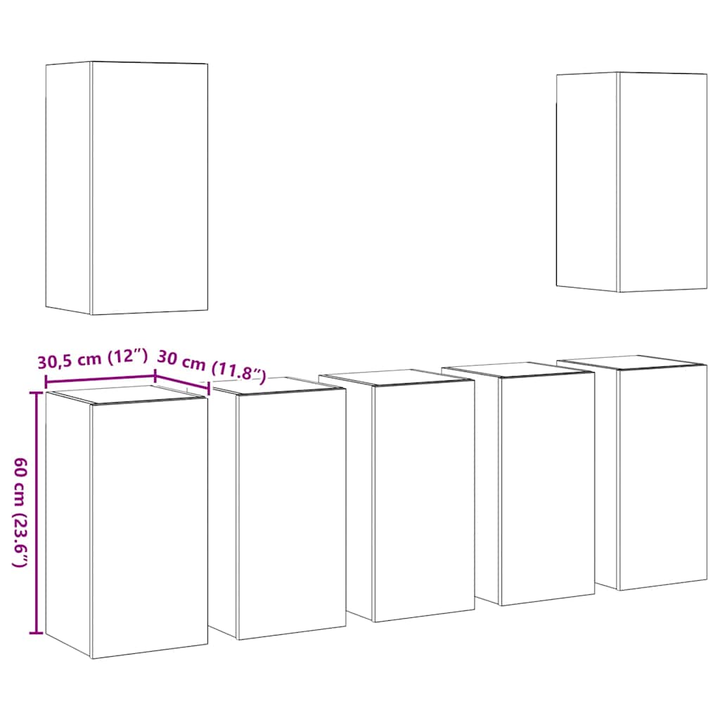 vidaXL Σετ επίπλου τηλεόρασης 7 pcs Παλαιό ξύλο 30.5 x 30 x 60 εκ.