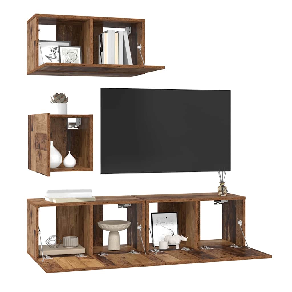vidaXL Σετ επίπλου τηλεόρασης 4 pcs Παλαιό ξύλο 60 x 30 x 30 cm