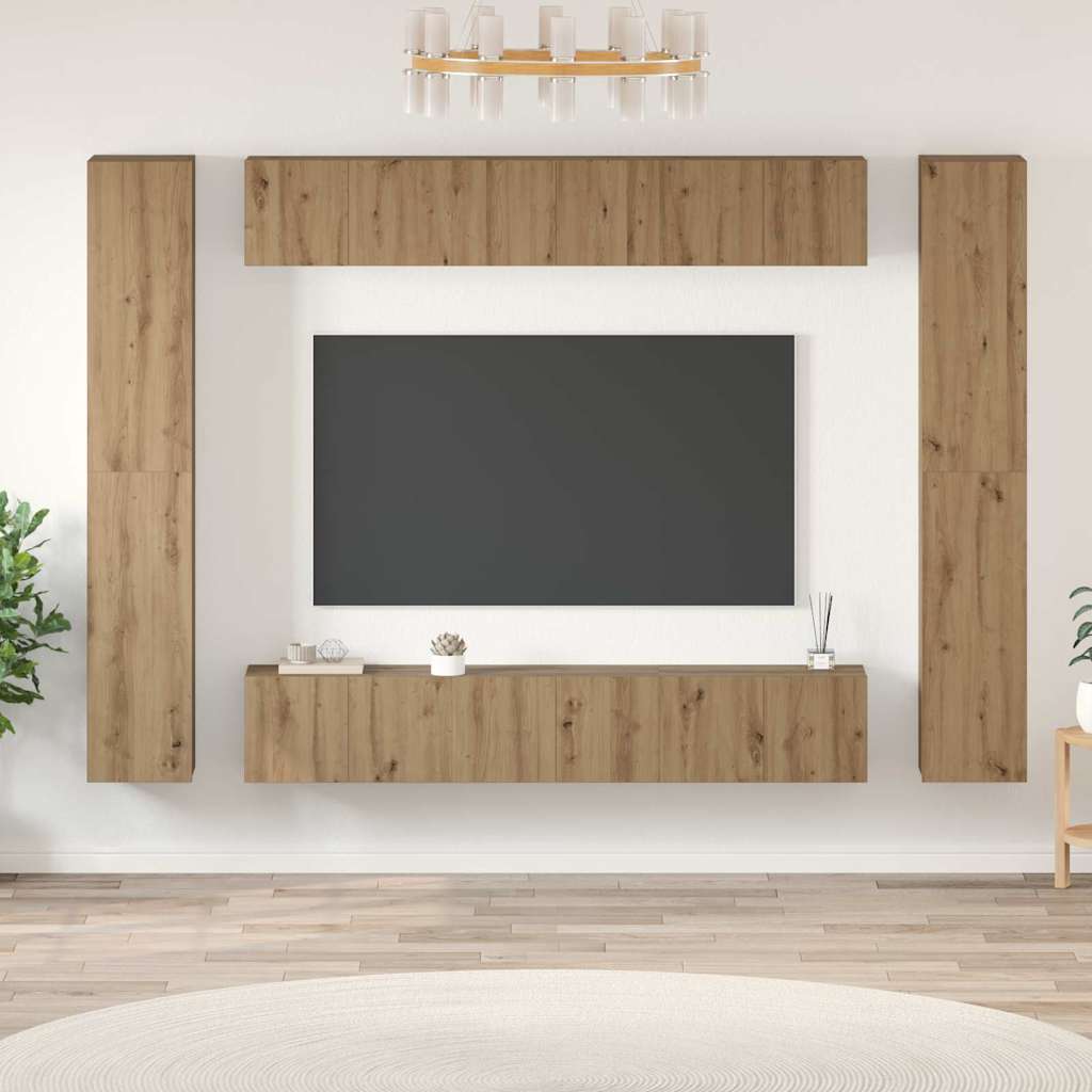 vidaXL Σετ επίπλου τηλεόρασης 10 pcs artisan δρυς 30.5 x 30 x 90 cm