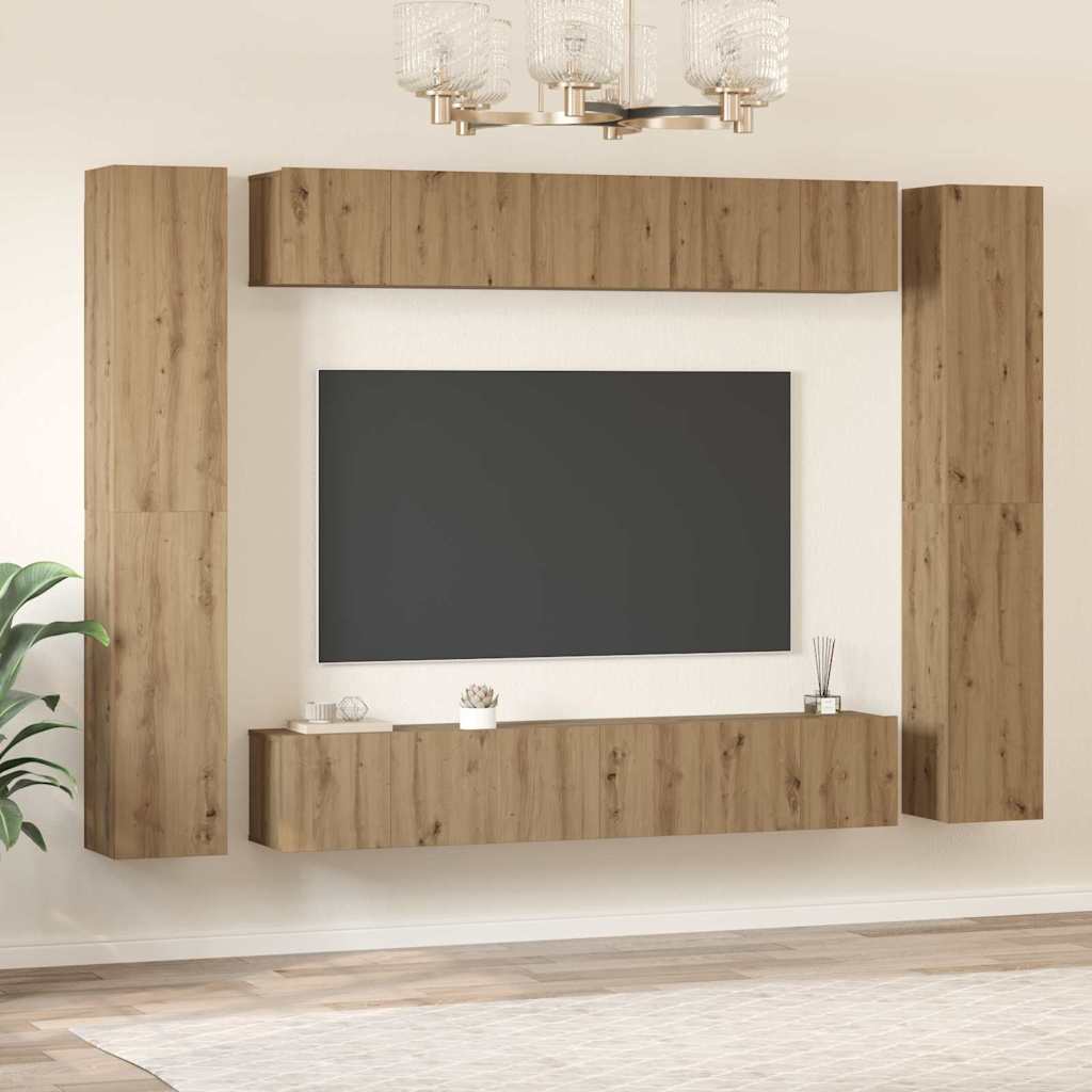 vidaXL Σετ επίπλου τηλεόρασης 10 pcs artisan δρυς 30.5 x 30 x 90 cm