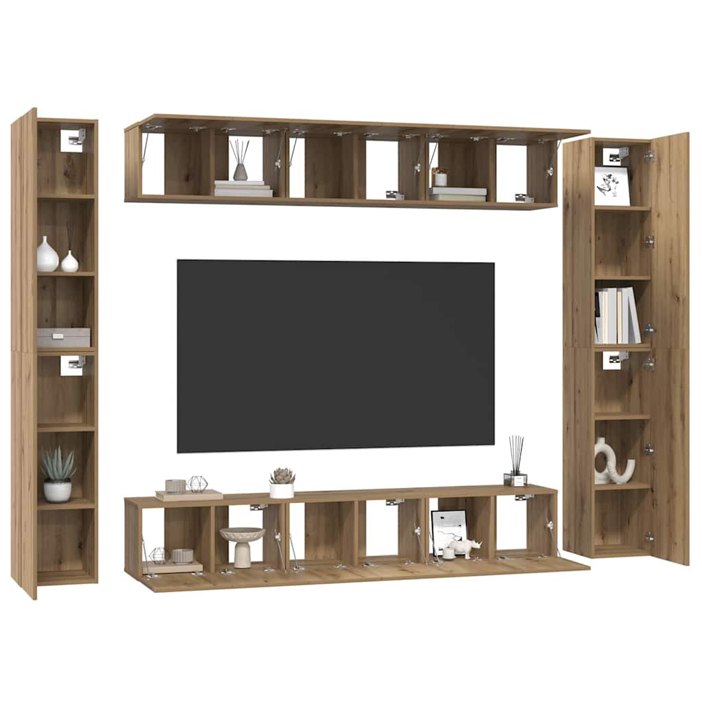 vidaXL Σετ επίπλου τηλεόρασης 10 pcs artisan δρυς 30.5 x 30 x 90 cm