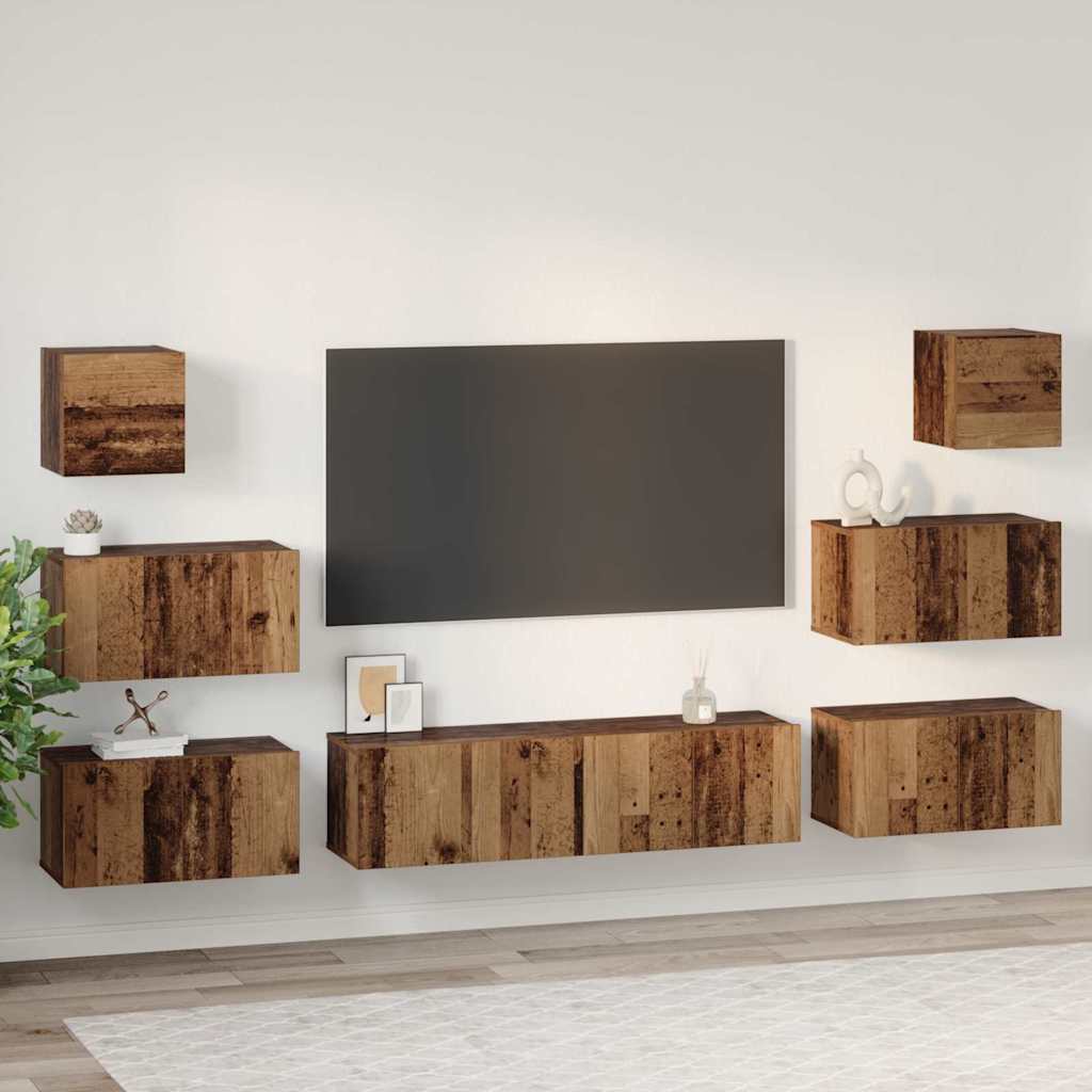 vidaXL Σετ επίπλου τηλεόρασης 8 pcs Παλαιό ξύλο 60 x 30 x 30 cm