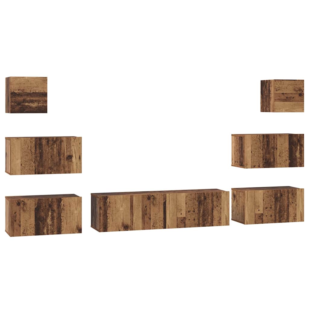 vidaXL Σετ επίπλου τηλεόρασης 8 pcs Παλαιό ξύλο 60 x 30 x 30 cm
