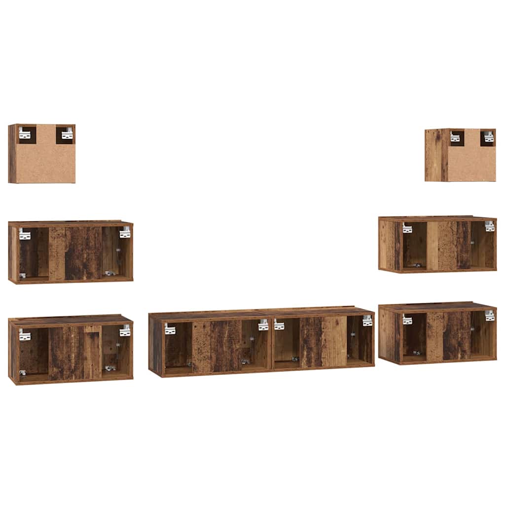 vidaXL Σετ επίπλου τηλεόρασης 8 pcs Παλαιό ξύλο 60 x 30 x 30 cm