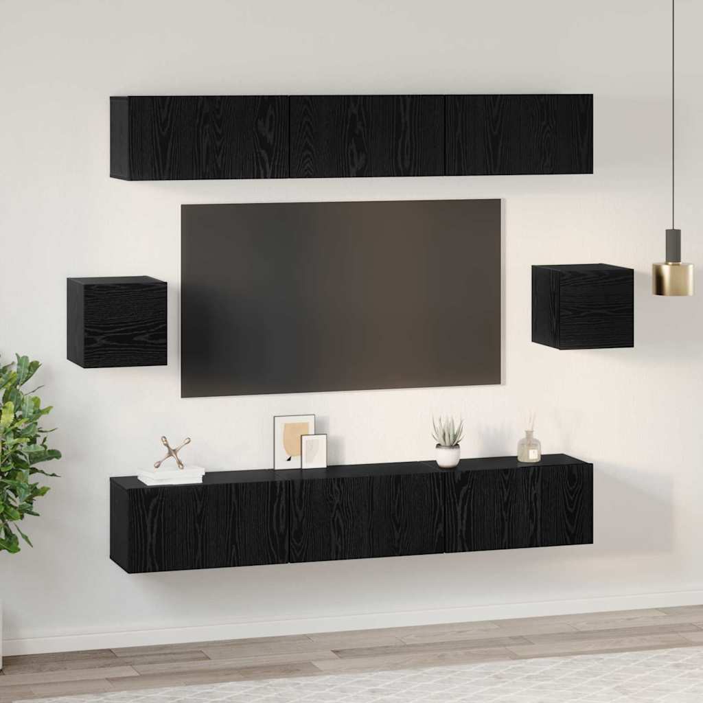 vidaXL Σετ επίπλου τηλεόρασης 8 pcs Μαύρη δρυς 60 x 30 x 30 cm