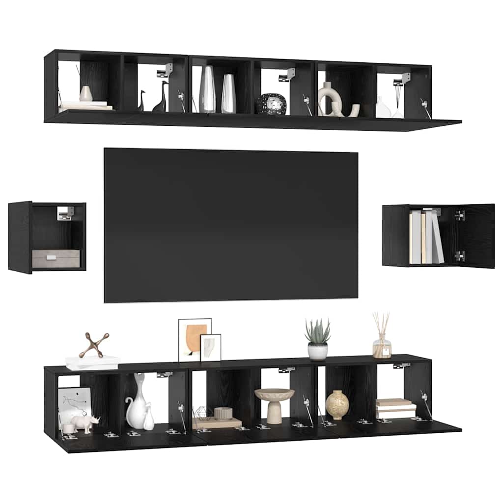 vidaXL Σετ επίπλου τηλεόρασης 8 pcs Μαύρη δρυς 60 x 30 x 30 cm