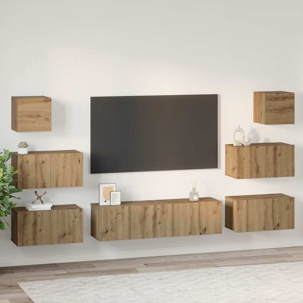 vidaXL Σετ επίπλου τηλεόρασης 8 pcs artisan δρυς 60 x 30 x 30 cm