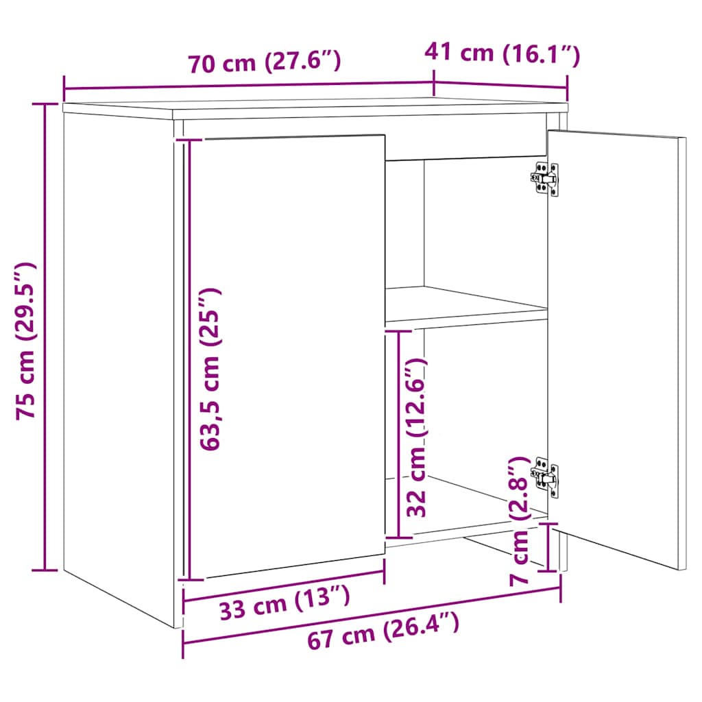 vidaXL Παραδοσιακά Πλευρικά Έπιπλα 3 pcs artisan δρυς 70 x 41 x 75 εκ.