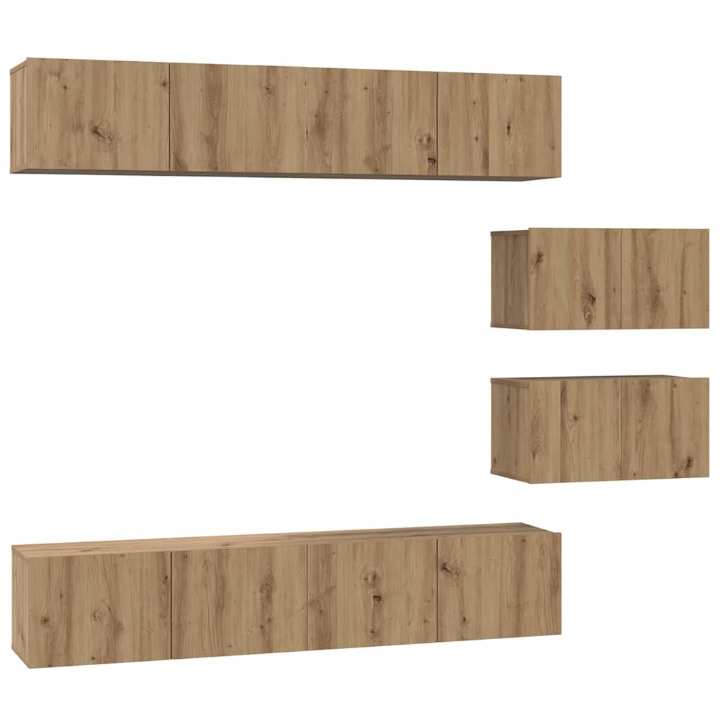 vidaXL Σετ επίπλου τηλεόρασης Επιτοίχιο 6 pcs artisan δρυς