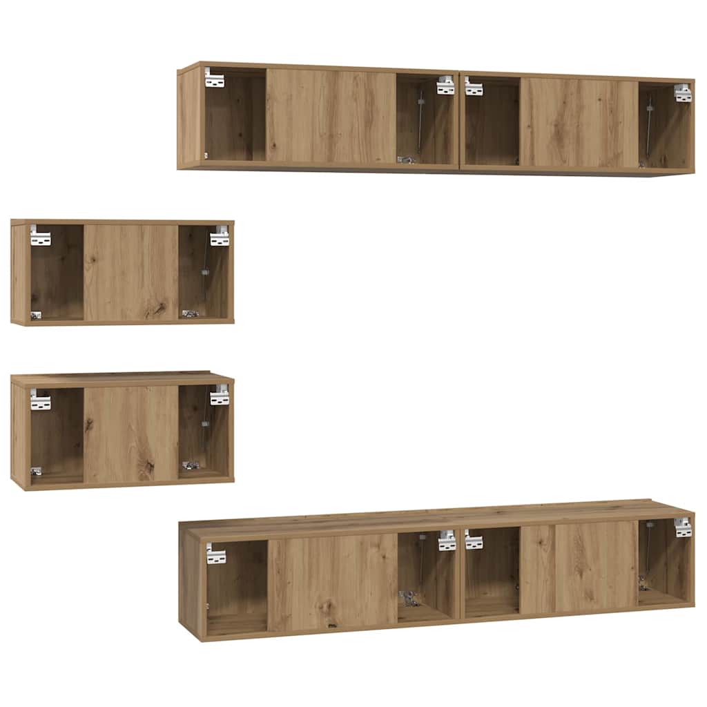 vidaXL Σετ επίπλου τηλεόρασης Επιτοίχιο 6 pcs artisan δρυς
