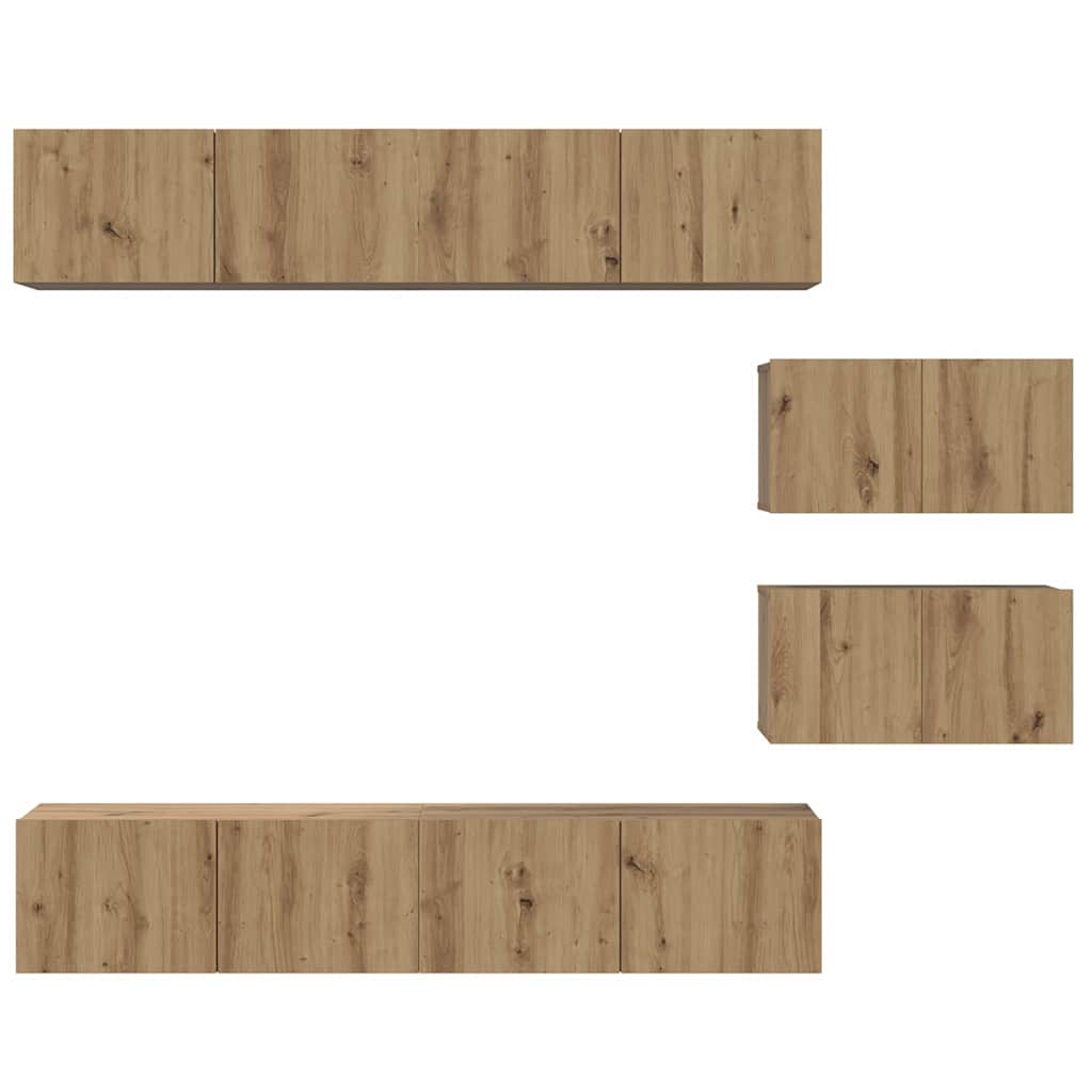 vidaXL Σετ επίπλου τηλεόρασης Επιτοίχιο 6 pcs artisan δρυς