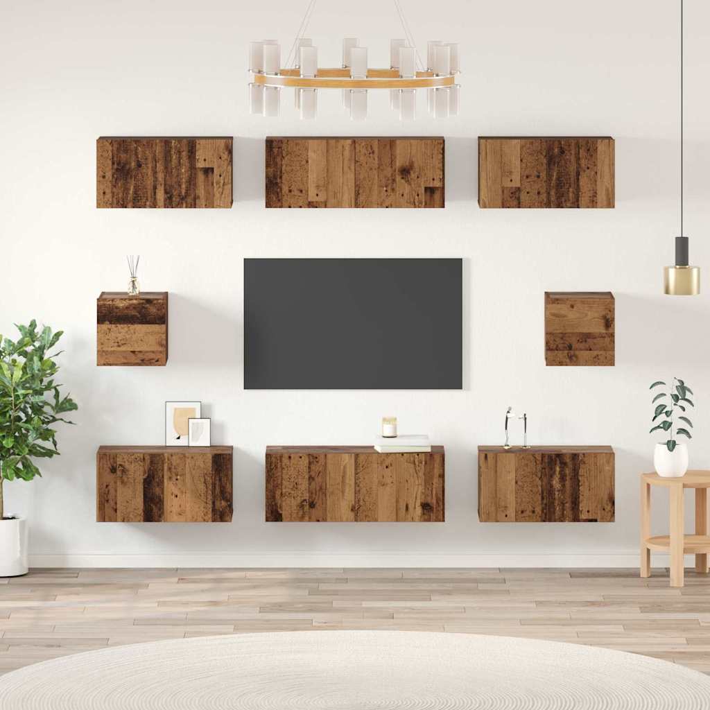 vidaXL ΣΕΤ ΒΑΘΜΟΛΟΓΗΣΗΣ ΤΗΛΕΟΡΑΣΗΣ Επιτοίχιο 8 pcs Παλαιό ξύλο