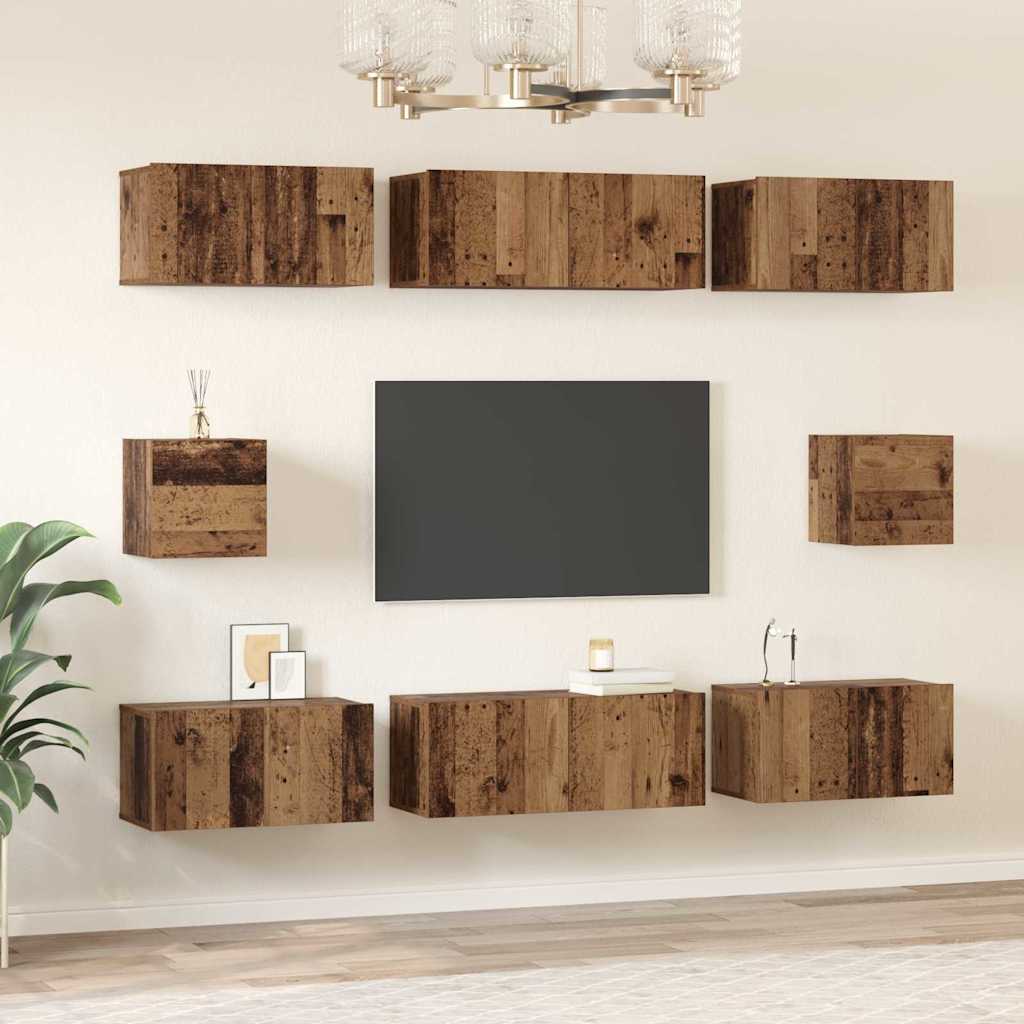 vidaXL ΣΕΤ ΒΑΘΜΟΛΟΓΗΣΗΣ ΤΗΛΕΟΡΑΣΗΣ Επιτοίχιο 8 pcs Παλαιό ξύλο