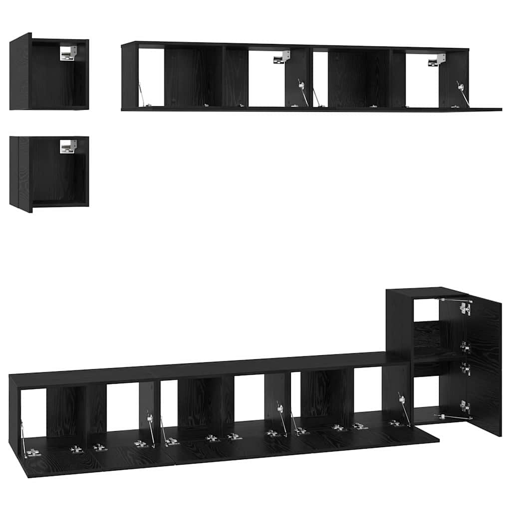 vidaXL Σετ επίπλου τηλεόρασης 8 pcs Μαύρη Οξυά Επεξεργασμένο ξύλο