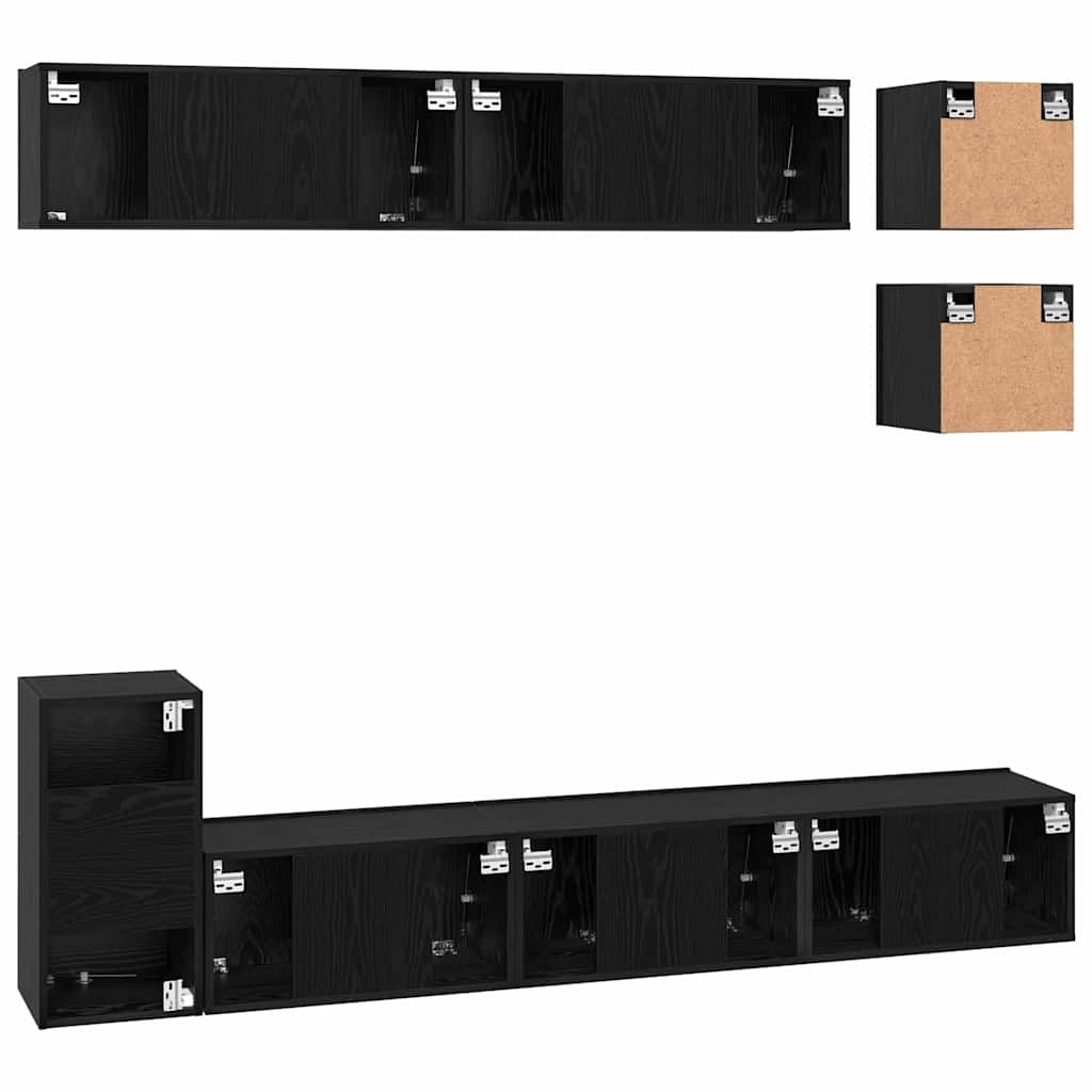 vidaXL Σετ επίπλου τηλεόρασης 8 pcs Μαύρη Οξυά Επεξεργασμένο ξύλο