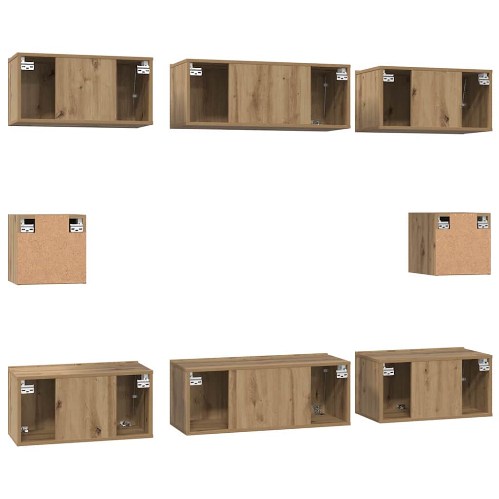 vidaXL ΣΕΤ ΒΑΘΜΟΛΟΓΗΣΗΣ ΤΗΛΕΟΡΑΣΗΣ Επιτοίχιο 8 pcs artisan δρυς