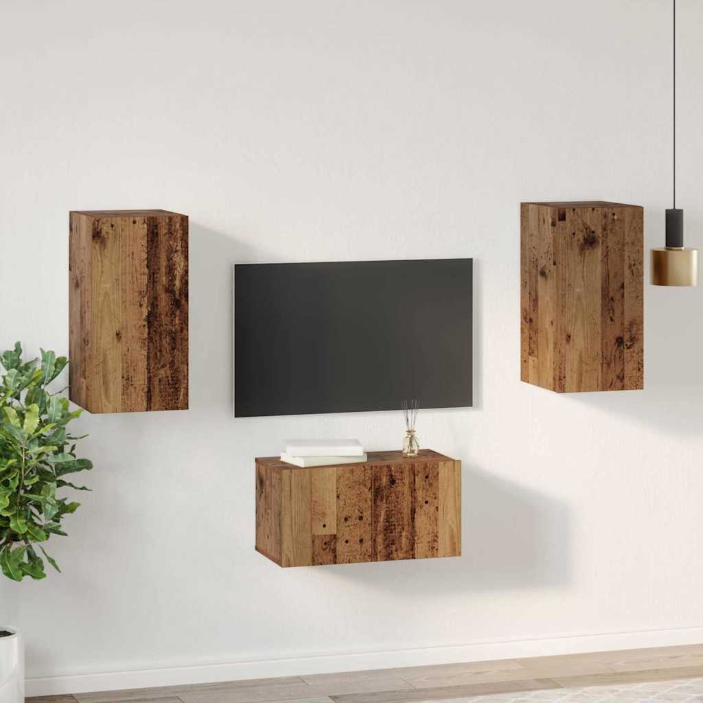 vidaXL Σετ επίπλου τηλεόρασης 3 pcs Παλαιό ξύλο 60 x 30 x 30 cm