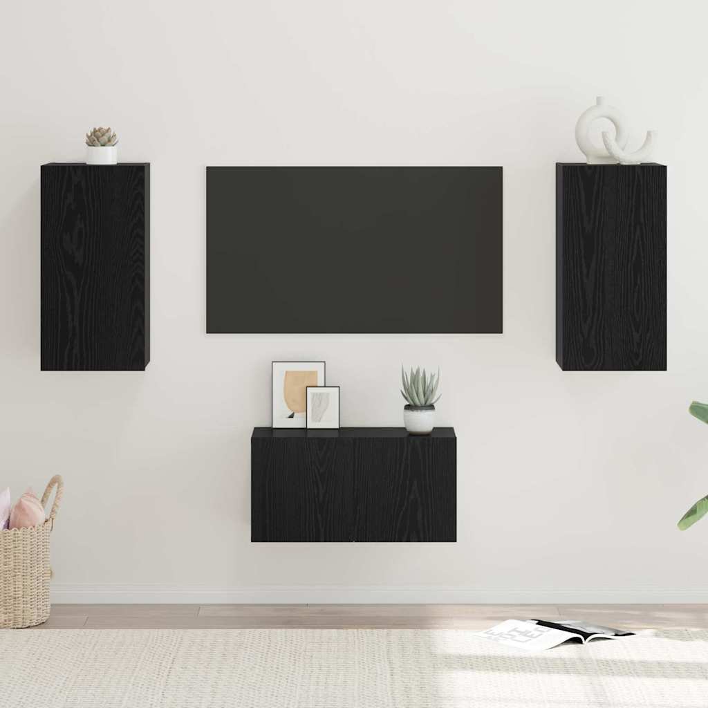 vidaXL Σετ επίπλου τηλεόρασης 3 pcs Μαύρη δρυς 60 x 30 x 30 cm