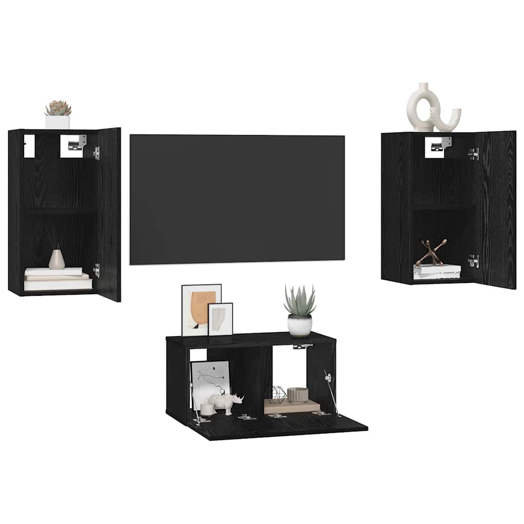 vidaXL Σετ επίπλου τηλεόρασης 3 pcs Μαύρη δρυς 60 x 30 x 30 cm