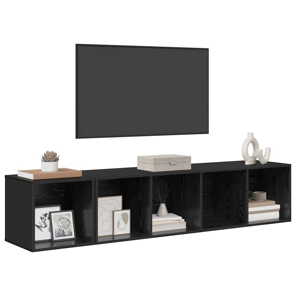 vidaXL 2 pcs Μαύρη δρυς 37 x 37 x 142.5 εκ Επεξεργασμένο ξύλο
