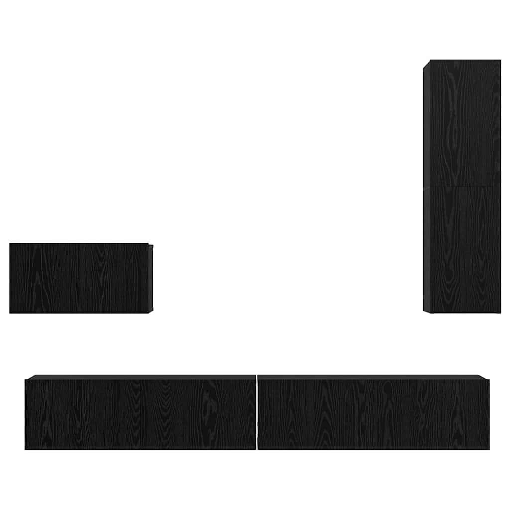 vidaXL Τηλεοπτική Κάβα Τοίχου 4 pcs Μαύρη δρυς 200 x 30 x 30 cm