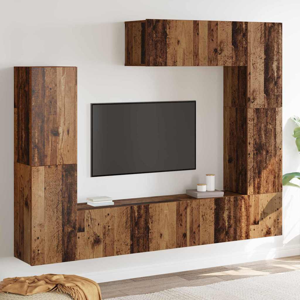 vidaXL Σετ επίπλου τηλεόρασης 7 pcs Παλαιό ξύλο 80 x 30 x 30 εκ
