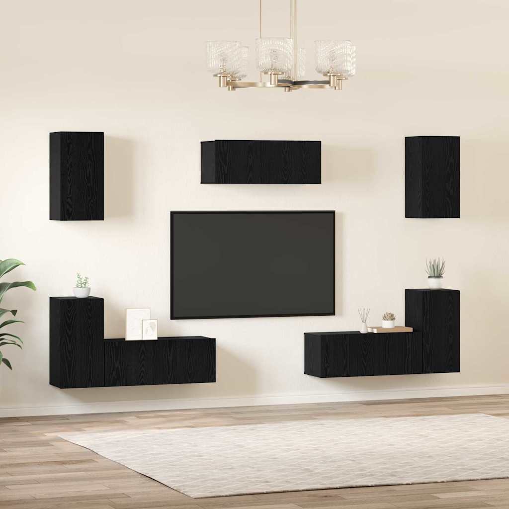 vidaXL Σετ επίπλου τηλεόρασης 7 pcs Μαύρη δρυς 80 x 30 x 30 εκ
