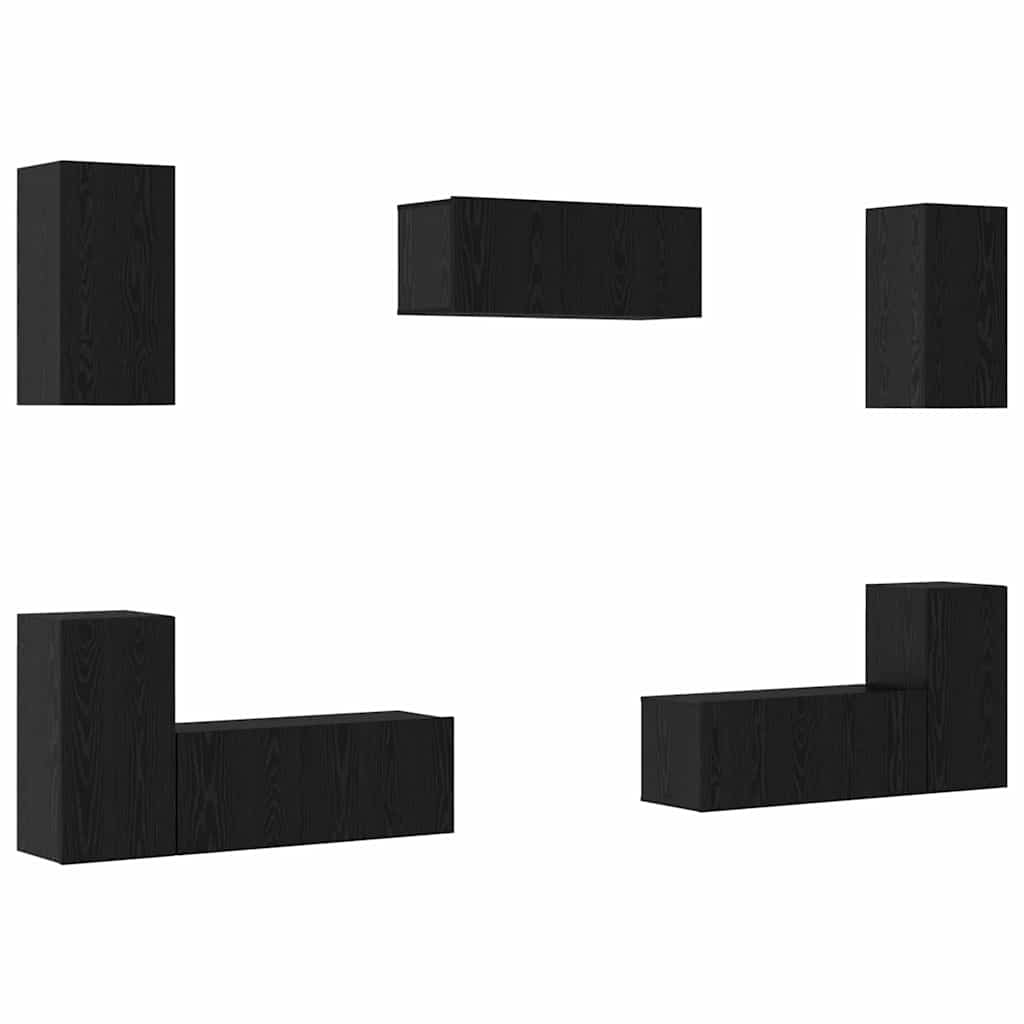 vidaXL Σετ επίπλου τηλεόρασης 7 pcs Μαύρη δρυς 80 x 30 x 30 εκ