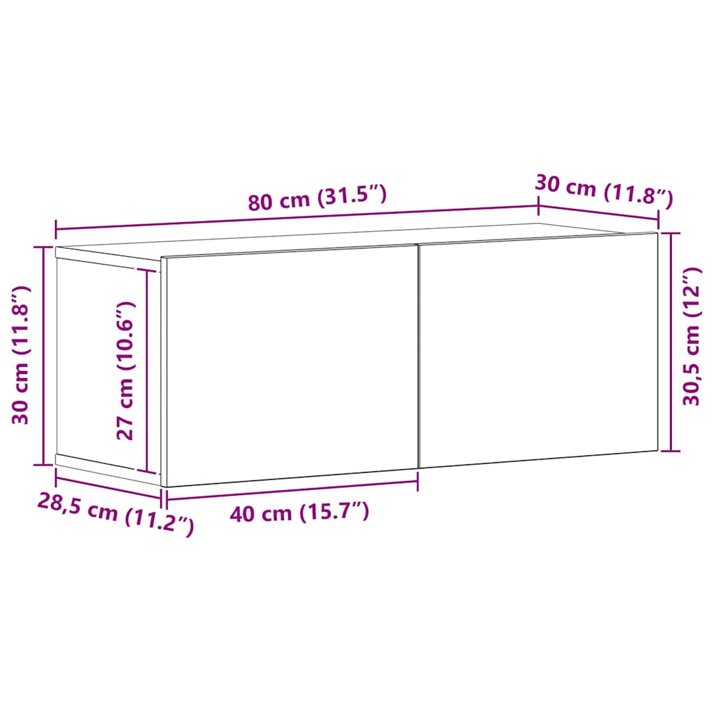 vidaXL Σετ επίπλου τηλεόρασης 7 pcs Μαύρη δρυς 80 x 30 x 30 εκ