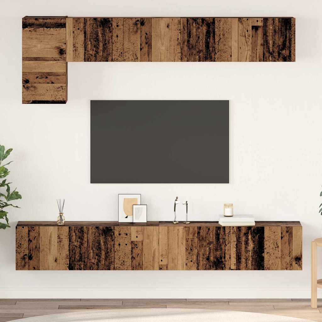 vidaXL Σετ επίπλου τηλεόρασης 5 pcs Παλαιό ξύλο 100 x 30 x 30 cm