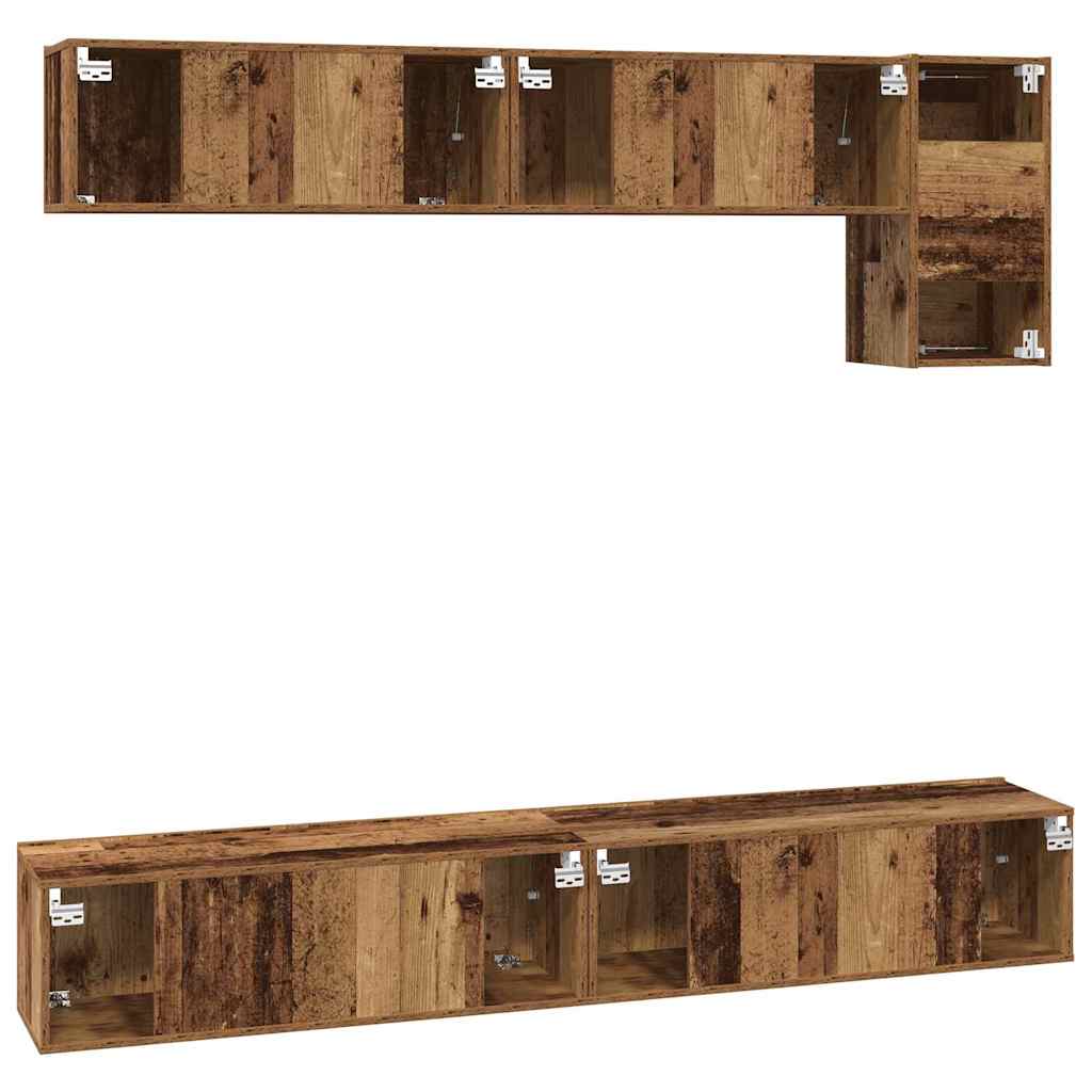 vidaXL Σετ επίπλου τηλεόρασης 5 pcs Παλαιό ξύλο 100 x 30 x 30 cm