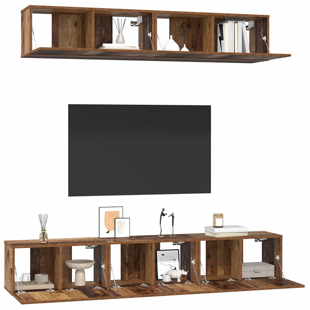 vidaXL Σετ επίπλου τηλεόρασης 5 pcs Παλαιό ξύλο 100 x 30 x 30 cm