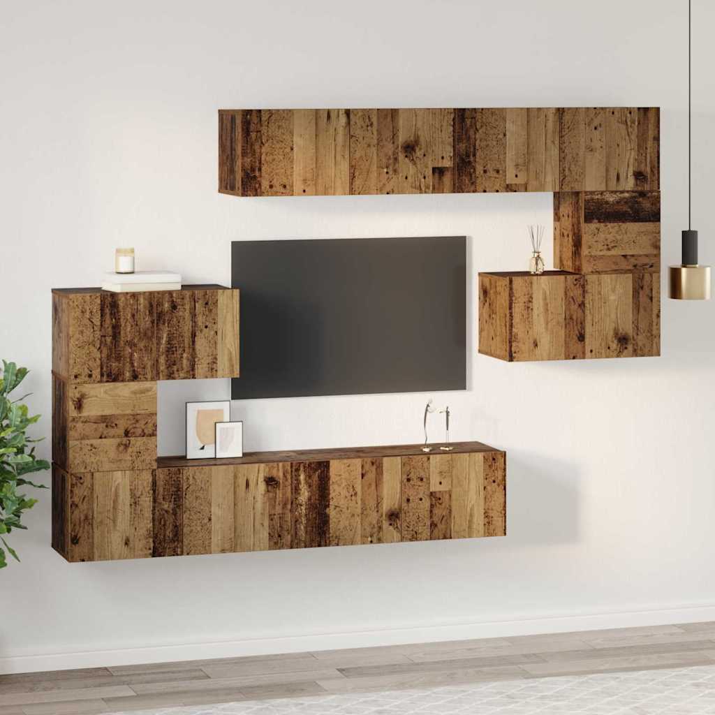 vidaXL Σετ επίπλου τηλεόρασης 8 pcs Παλαιό ξύλο 80 x 30 x 30 εκ