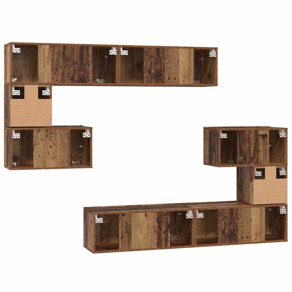 vidaXL Σετ επίπλου τηλεόρασης 8 pcs Παλαιό ξύλο 80 x 30 x 30 εκ
