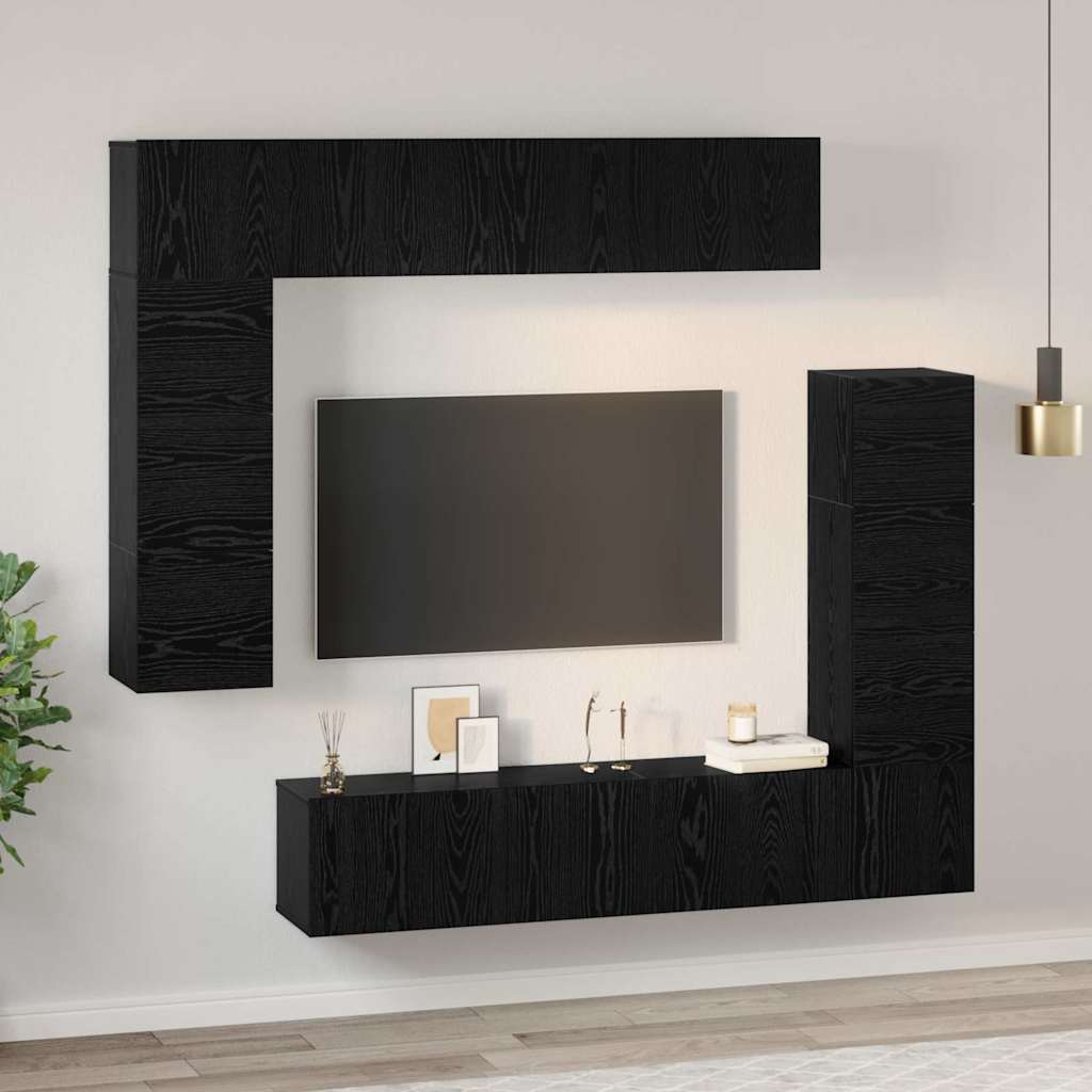vidaXL Σετ επίπλου τηλεόρασης 8 pcs Μαύρη δρυς 80 x 30 x 30 εκ