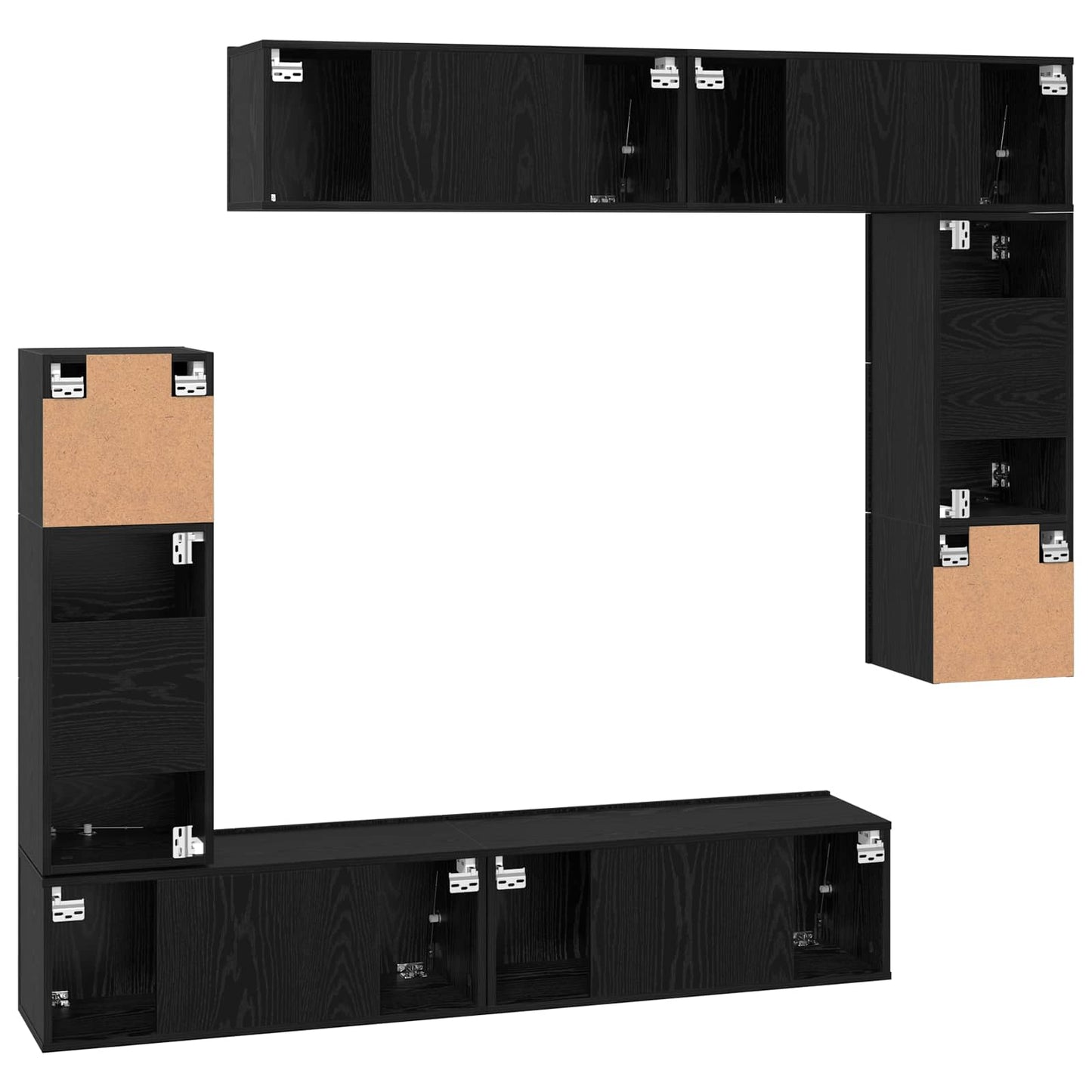 vidaXL Σετ επίπλου τηλεόρασης 8 pcs Μαύρη Οξυά Επεξεργασμένο ξύλο