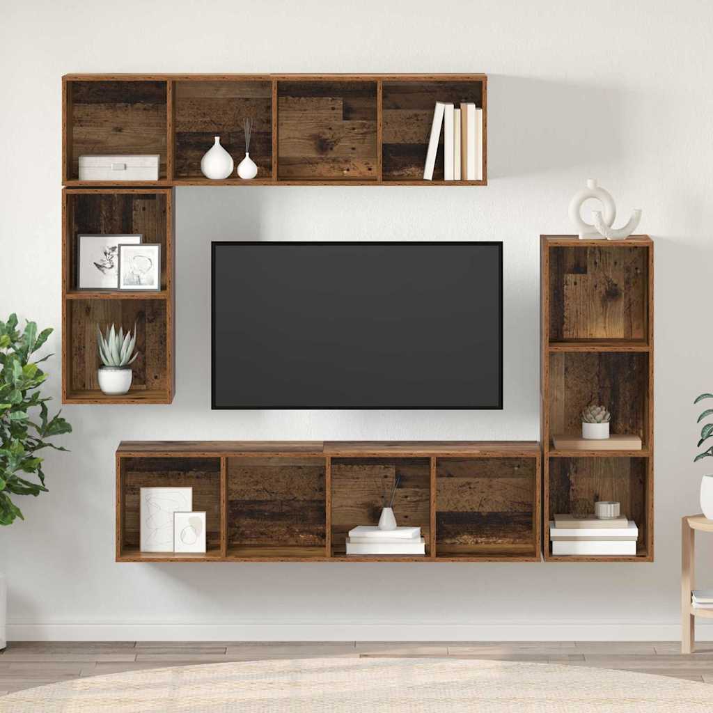 vidaXL Σετ επίπλου τηλεόρασης 4 pcs Παλαιό ξύλο 37 x 37 x 142.5 εκ