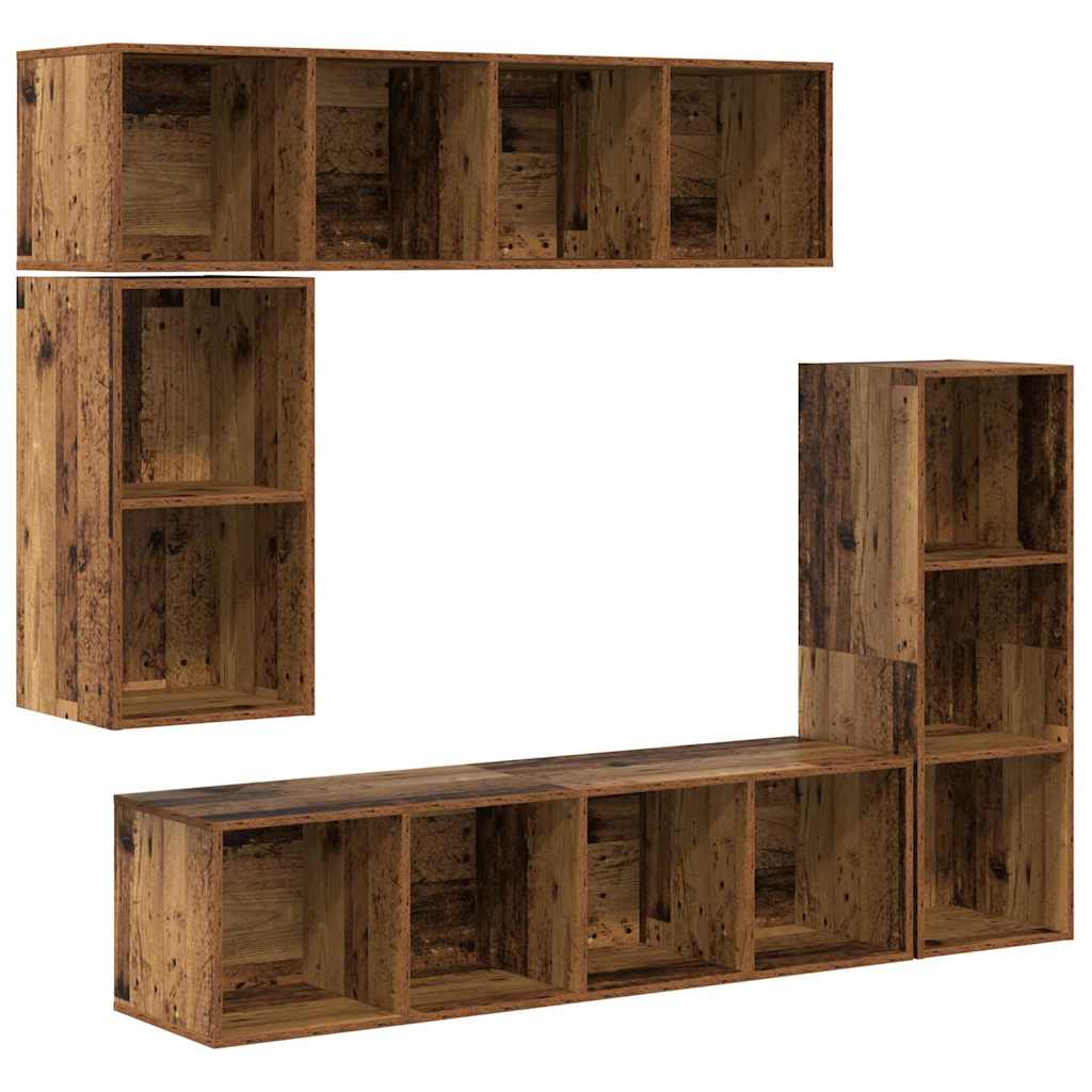 vidaXL Σετ επίπλου τηλεόρασης 4 pcs Παλαιό ξύλο 37 x 37 x 142.5 εκ